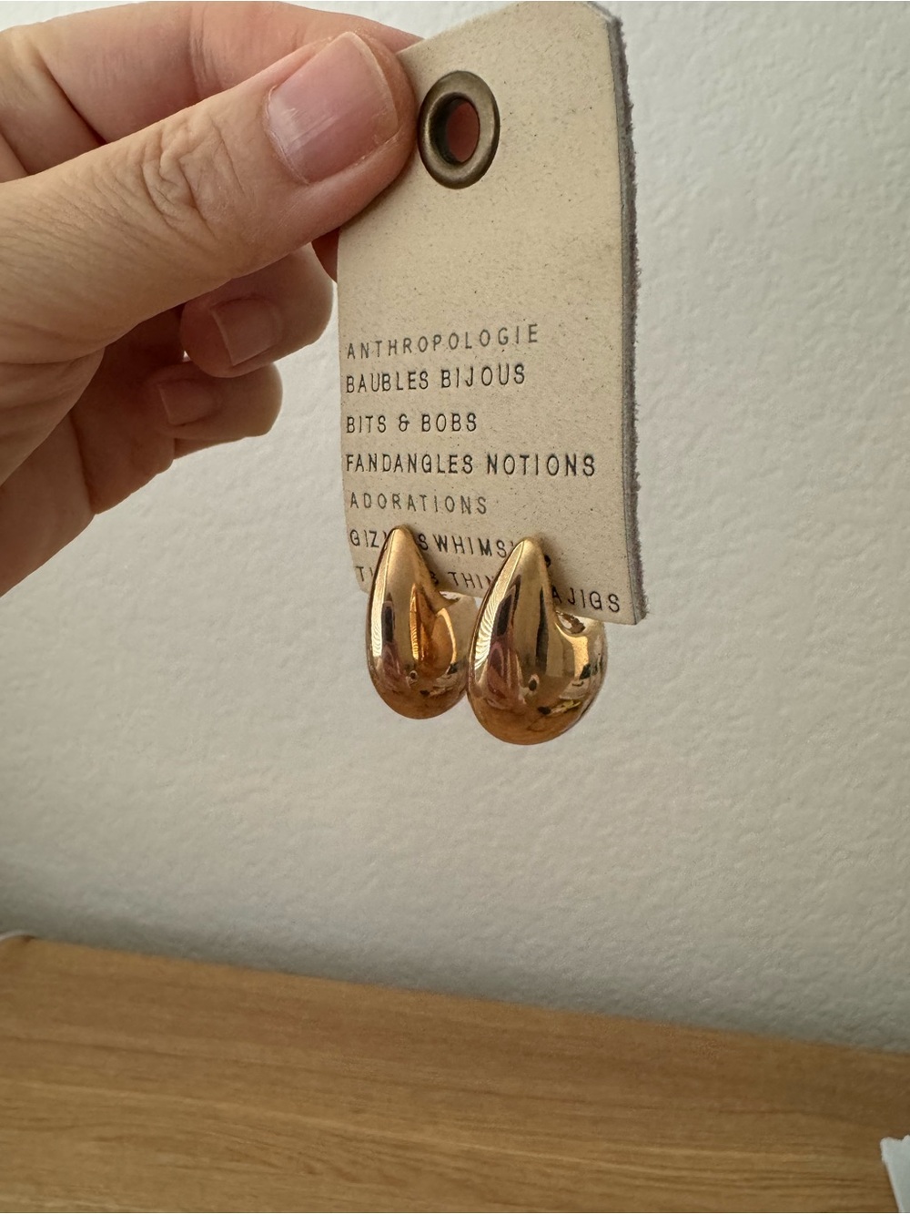 Anthropologie Rose Gold Teardrop Clip-On Earrings NWT